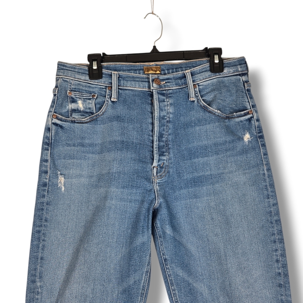 Mother The Tripper Ankle Fray Size 33 Button Fly Distressed Holes Raw Hem - Picture 4 of 16